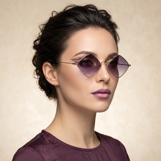 Céleste lunettes de soleil femme monture losange géométrique grise