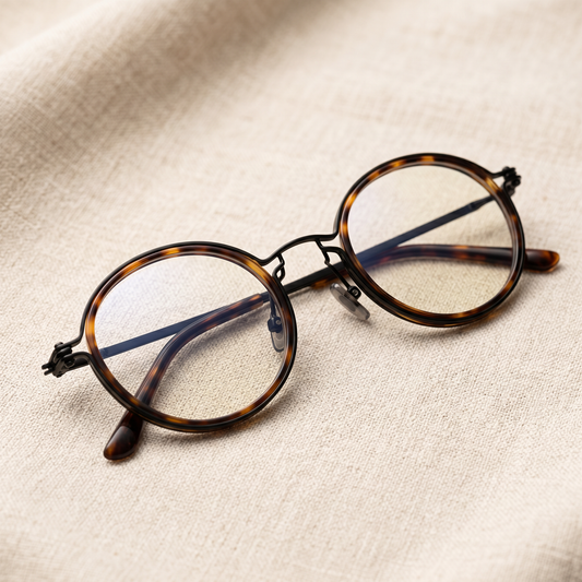 Hélène lunettes de lecture monture ronde écaille acétate métal
