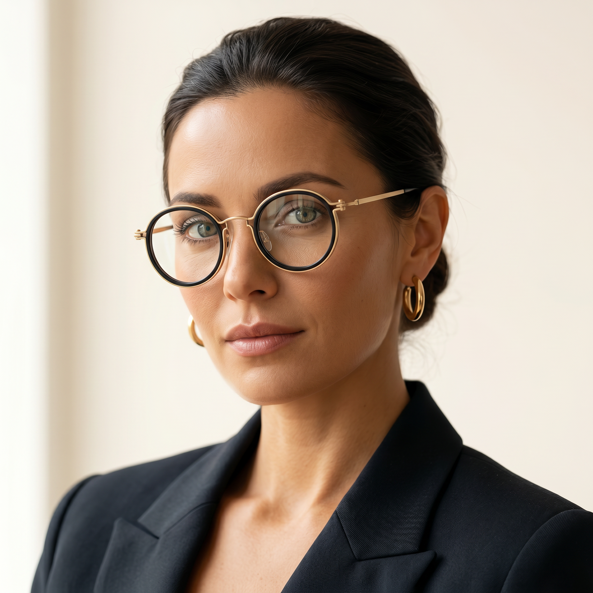 Hélène lunettes de lecture monture ronde noir et or femme
