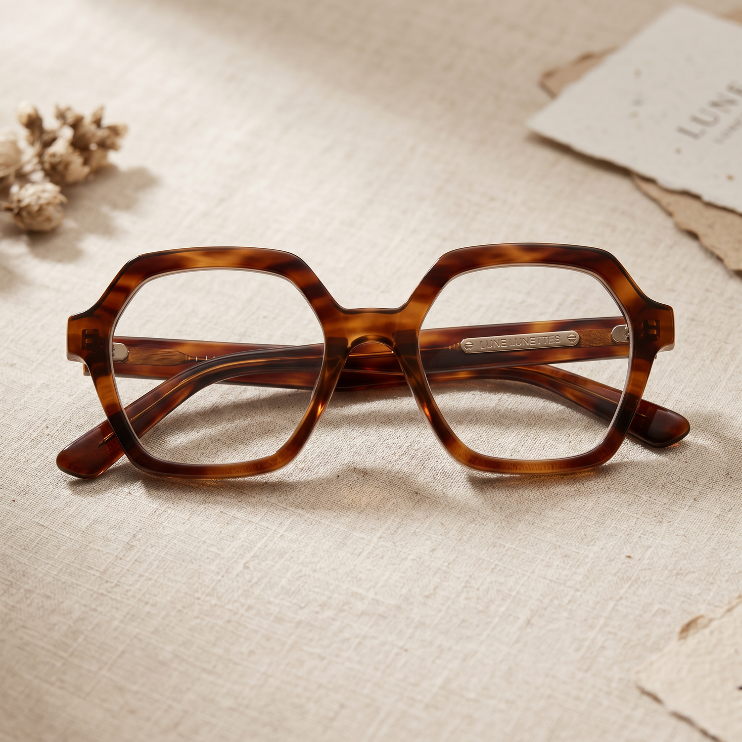 Simone lunettes de lecture monture hexagonale écaille femme