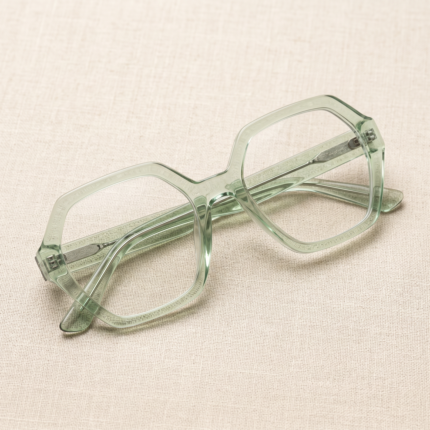Simone lunettes de lecture monture géométrique vert transparent femme
